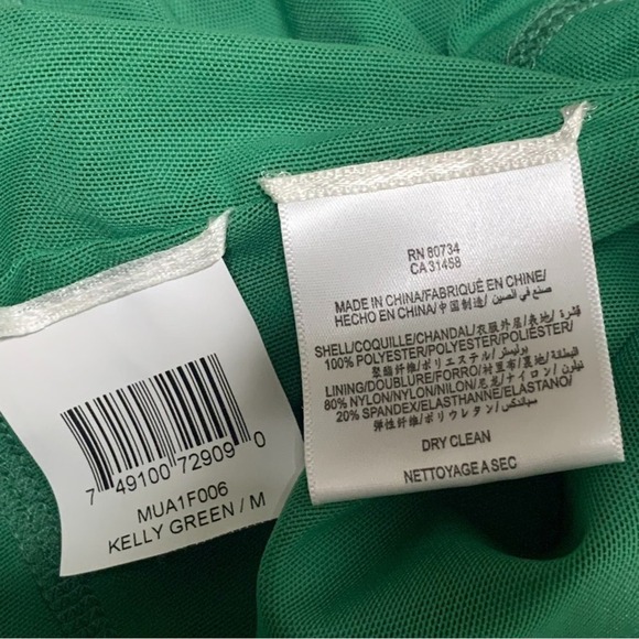 New BCBGMaxAzria Kelly Green Tiered One Shoulder Mini Dress Size Medium - Picture 8 of 8